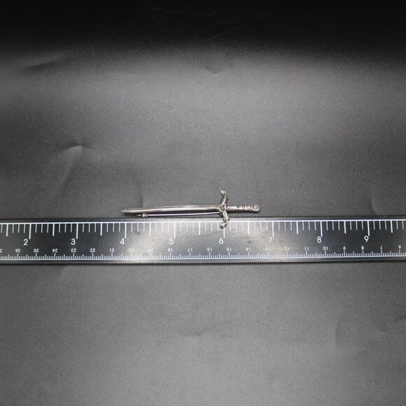 ROBERT ALLISON SCOTTISH STERLING SILVER SWORD PIN BROOCH, 3.25" - Picture 10 of 12